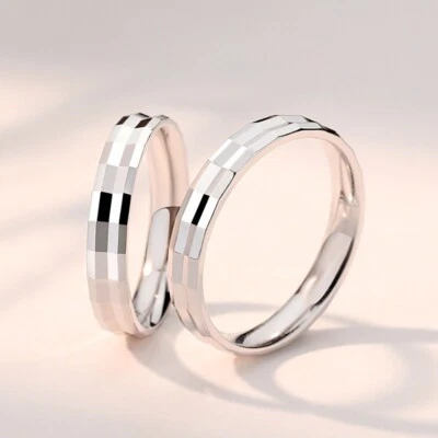 Eleganter 925 Silber Ring mit Facettiertem Design 47-65 Damen Herren Partnerring - Bild 1 von 4