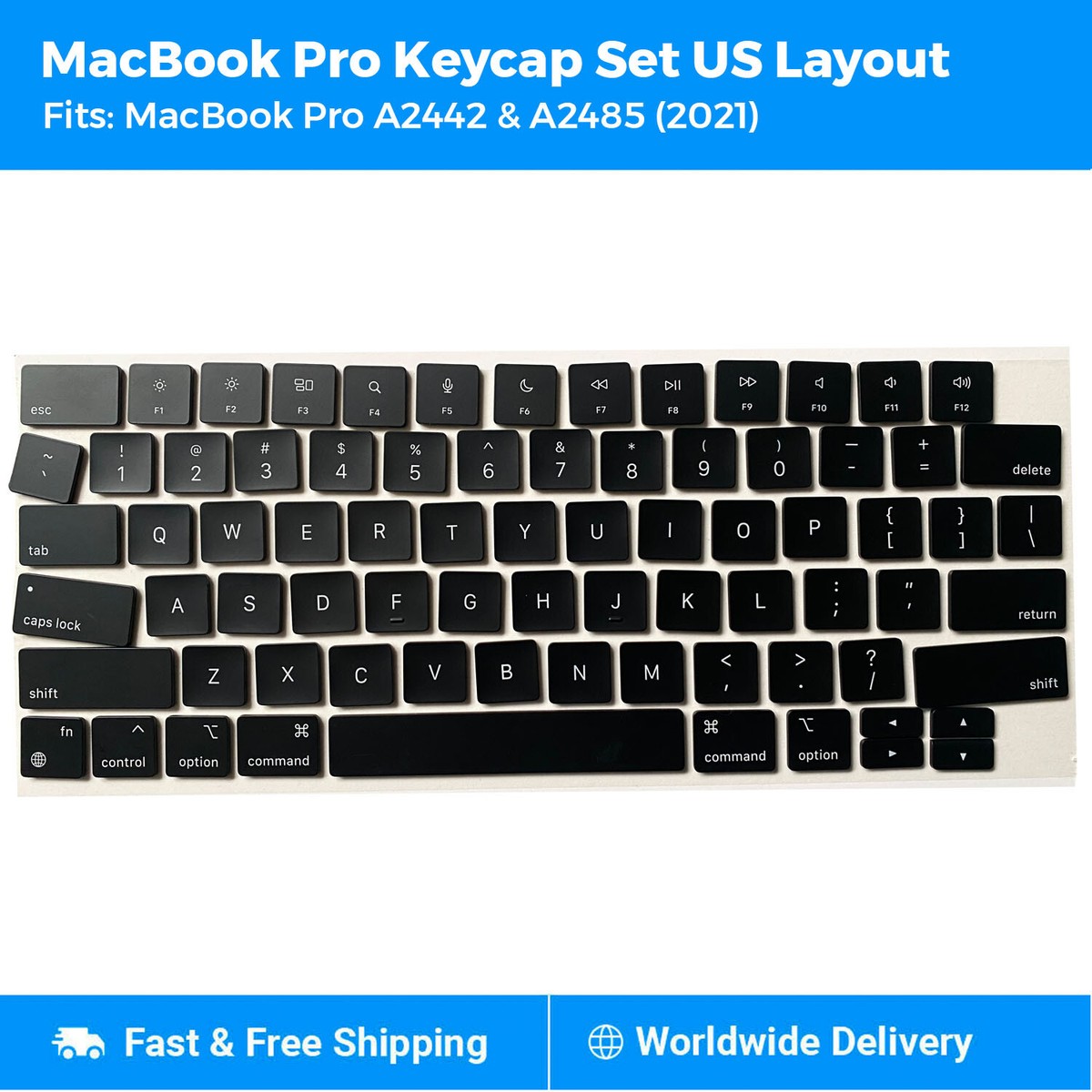 Apple MacBook Pro Keycaps Full Set for US Layout A2442 A2485 M1 14