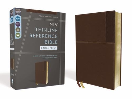 NIV, Thinline Reference Bible, Large Print, Red Letter, Comfort Print [Brown] by Zondervan (2023, Imitation Leather)