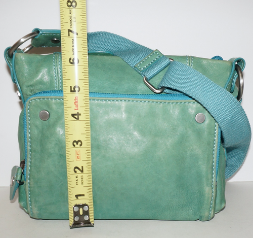 Vintage ELLINGTON Small Aqua Sea-Blue Leather Crossbody Shoulder Bag 7x8 - Picture 4 of 12