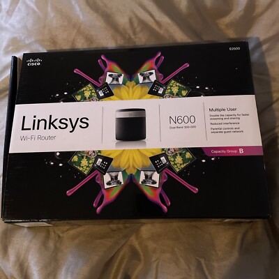 Linksys N600 2.4+5 GHZ Dual Band Wi-Fi Router USB 300+300 Mbps #E2500-NP NEW