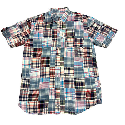 New $138 Castaway Nantucket Men's Large L Chase Shirt Seapoint Patch Work Madras