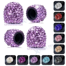 4x Bling Crystal Diamond Car Wheel Tire Caps Air Valve Stem Cover Universal Fit