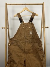 VTG Carhartt Bib Overalls Duck Double Knee Size 48 x 32 USA