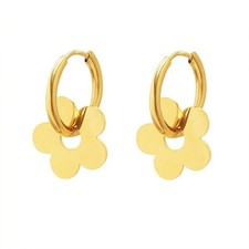 Gold Flower Hoop Earrings for Women, Bohemia Charm For
