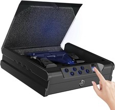 Biometric Handgun Safe with Fingerprint, Digital PIN and Key Access Biometric Handgun Safe with Fingerprint, Digital PIN and Key Access - Image 1