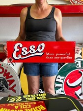 Vintage Old Style Sign Esso Gasoline NOT Porcelain Made in USA 25x8