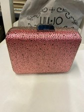 Clutch pochette rigida Liu-Jo strass paillette rosa e melograno