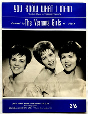 The Vernons Girls - You Know What I Mean 1962 Original UK Sheet Music