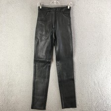 UNIK Leather Pants Womens 6 High Rise 5 Pocket Straight Vintage Genuine Black