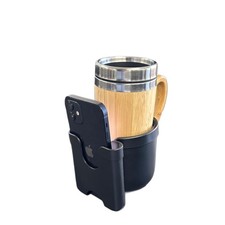 Front-Mount Wheelchair Cup and Phone Holder Attaches Like Joystick for E