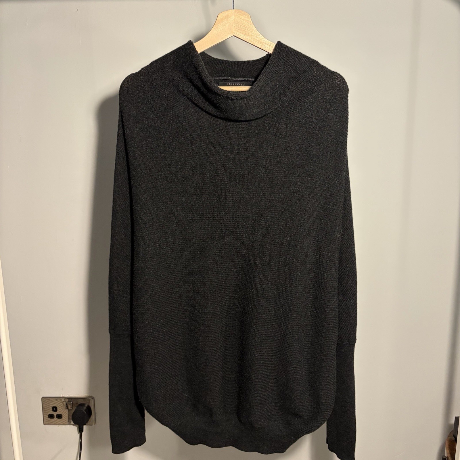 AllSaints Women's Wool And Cashmere Roll Neck Ridley Jumper, Black, Size Medium image 2