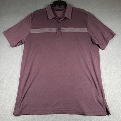 Travis Mathew Polo Shirt Mens XL Purple Striped Chest Golf Lightweight Knit SS