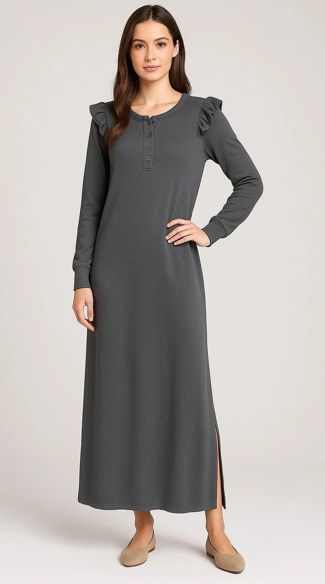 chinese dress ladies Ash Gray Long Sleeve Maxi Dress main image 0