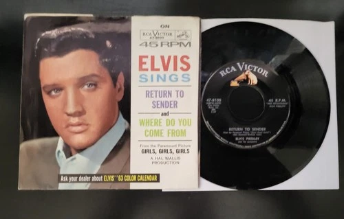 ELVIS PRESLEY 47 8100 "RETURN TO SENDER" " WHERE DO YOU COME FROM" HOLLYWOOD PRE