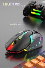Rainbow LED Gaming Keyboard and Backlit Mouse Combo for Laptop PC Computer Game
