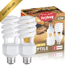 Jugbuy UVB Reptile Light Bulb 10.0, 23W UV Spiral Compact UVB10.0, White