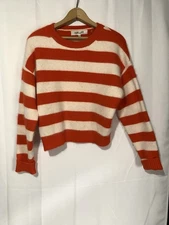 Diane Von Furstenberg Women’s Med Wool Angora Wool Striped Crewneck Sweater
