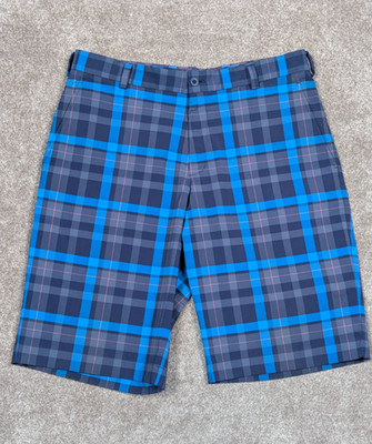 Nike Golf Dri-FIT karierte Shorts blau grau Herren 32 leicht