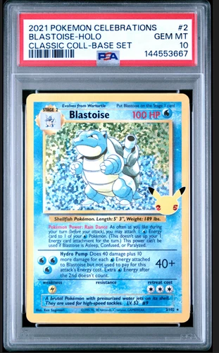 PSA 10 BLASTOISE 2 CELEBRATIONS CLASSIC COLLECTION HOLO POKEMON GEM MINT