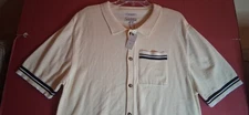 Ike Behar Knit Shirt Men's XL Cream & Black  Short Sleeve Button Up NWT $85