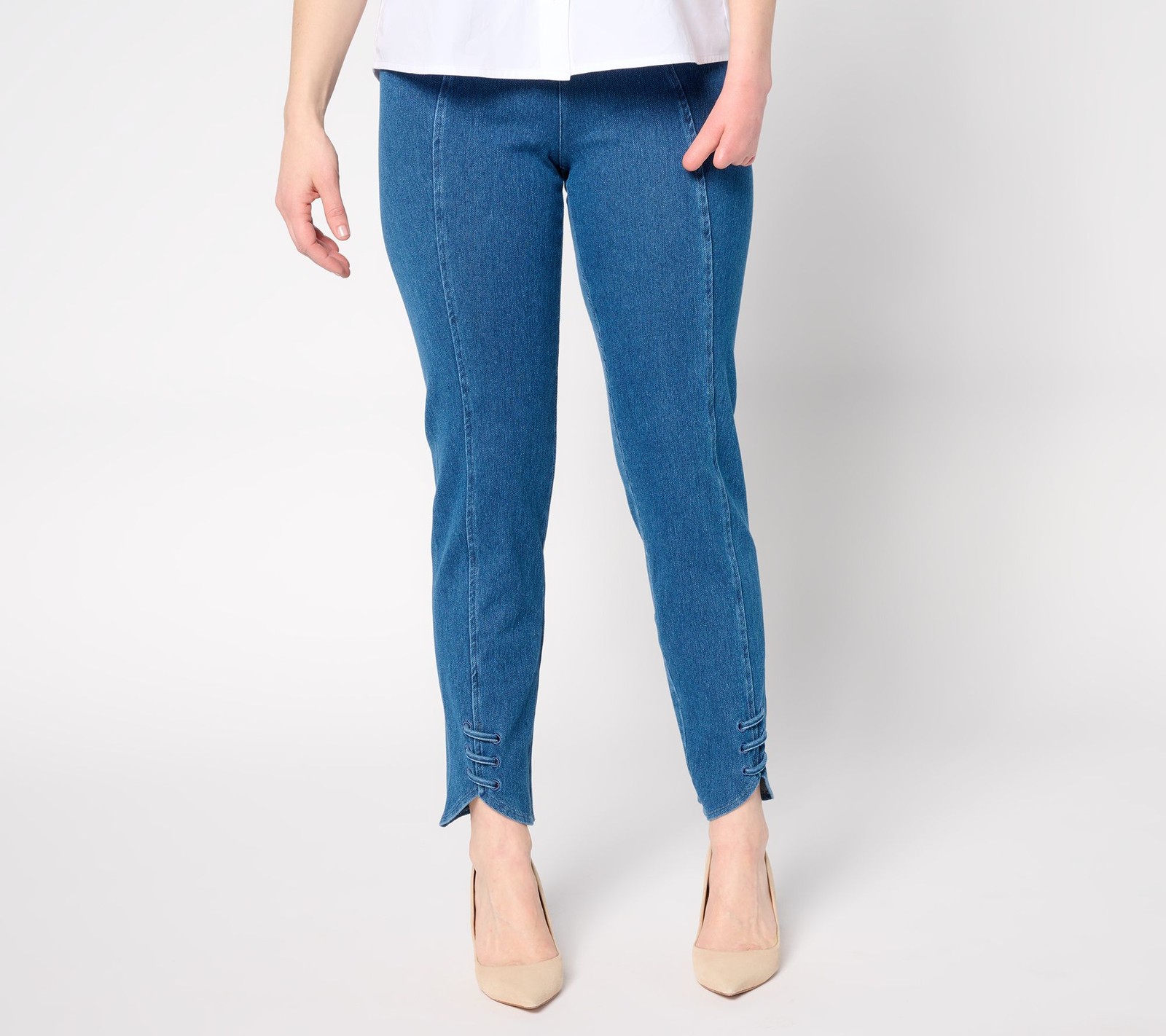 Women Control Women's Petite Pants PM Prime Denim Slim Leg Blue A681246