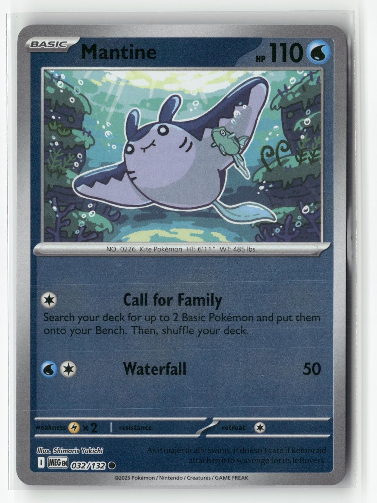 Mantine 032/132 Common Mega Evolution Pokemon Reverse Holo Near Mint
