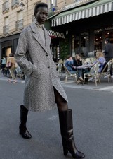 ZARA BNWT HERRINGBONE COAT | SIZE S | 4968/223/064 | BLACK/WHITE 