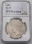 1924 P Peace Dollar - NGC MS64 - Cert# 6595360-106