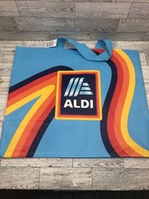 ALDI Reusable Tote Shopping Bag Rainbow Multi Color Classic Carry with Tag