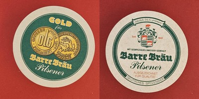 Barre Bräu 2 Goldmünzen Brauerei Bierdeckel Bier
