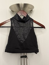 Victorias Secret Black Sheer Leopard Halter Bralette Women's Medium