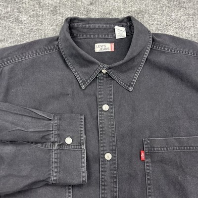 Levis Shirt Mens 2XL XXL Black Denim Button Up Western Cowboy Rodeo