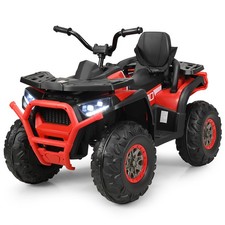 12V Kids Electric 4-Wheeler ATV Quad 2 Speeds Ride On Car w/MP3 LED Lights Red