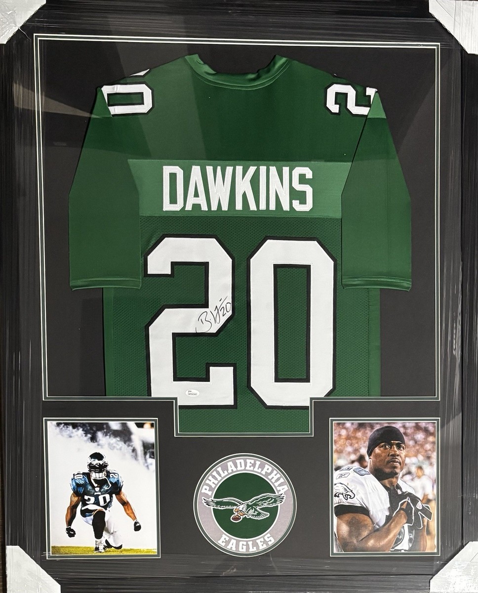 Philadelphia Eagles Brian Dawkins Signed Framed Kelly Green Jersey