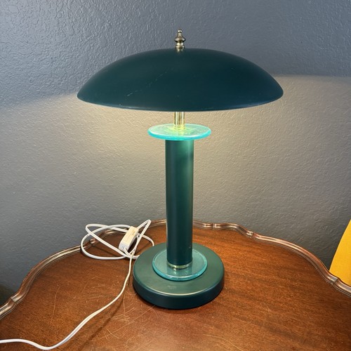 Vintage 80’s Memphis Design Post MCM Green Metal Lamp Desk Table Light Works