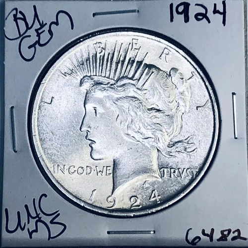 1924 P BU GEM PEACE SILVER DOLLAR UNC MS+++ U.S. MINT RARE COIN 6482