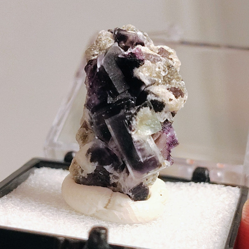 UV Reactive Bi-Color Purple & Green Yindu Fluorite With Pyrite – Thumbnail Mi