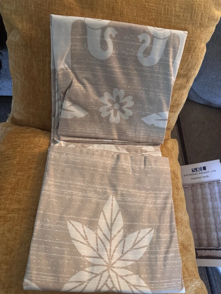 2 unidades Saturday Knight LTD Elephant Walk Palm Trees tecido forro de cortina de chuveiro - Imagem 2 de 4