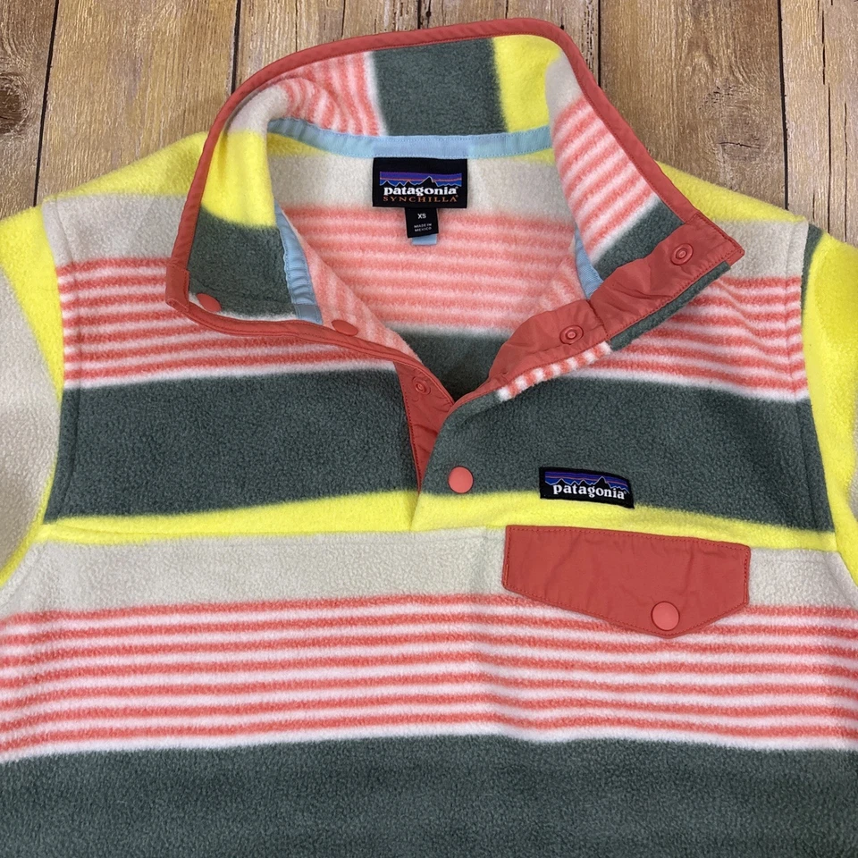 Pullover Patagonia Synchilla Snap T polar a rayas XS extra pequeño Foto 2 de 4