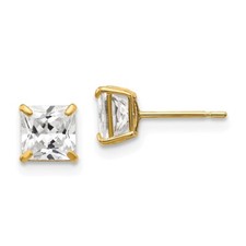 5mm 14K Yellow Gold 5mm Square CZ Post Earrings