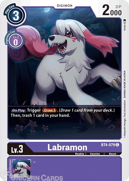 BT4-079 Labramon Common Mint Digimon Card