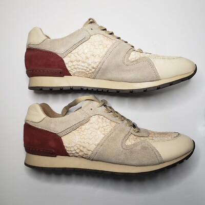 Navyboot Women's 41 Suede Embroidered Beige Sneaker Made In Portugal