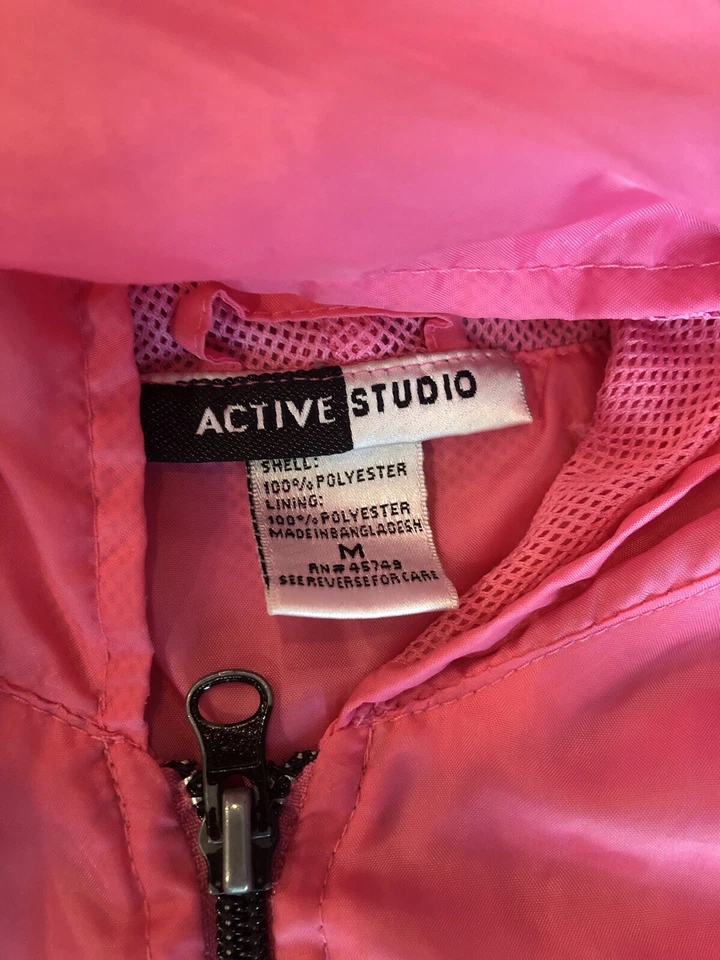 Винтажная спортивная куртка размер средний сетчатая подкладка ярко-розовый на молнии - Изображение 4 из 4