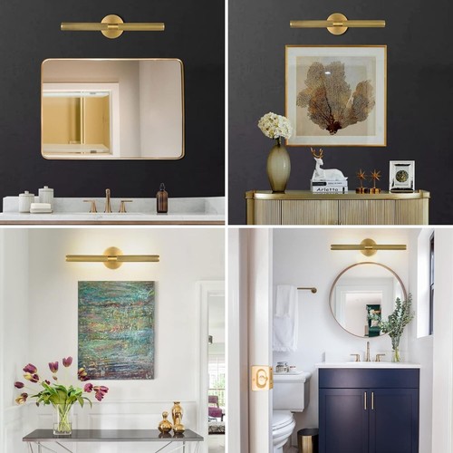 Gold Bathroom Wall Sconces 24" Rotatable 360° Brass Sconces Wall Lighting, - Picture 4 of 6