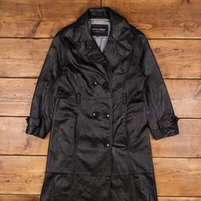 Vintage Wilsons Leather Jacket L Pea Coat Trench Black Womens Button