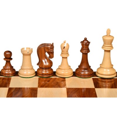 The Leningrad Club-Sized Wooden Chess Set Pieces in Sheesham & Boxwood-AS261-T