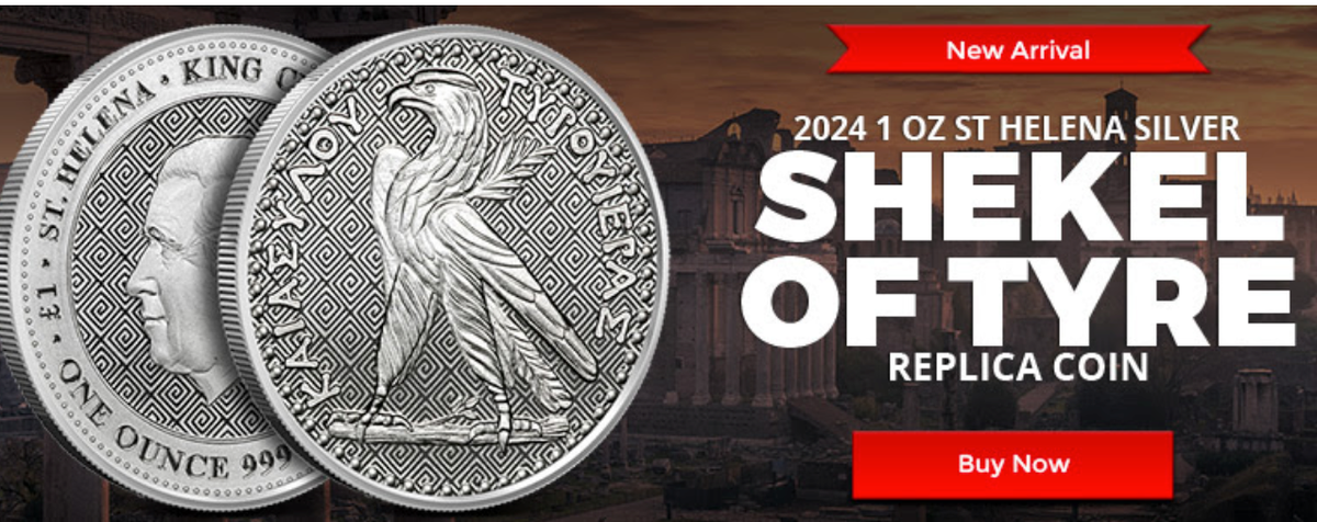 2024 - 1 oz St. Helena Silver Shekel of Tyre .999 FINE SILVER BU