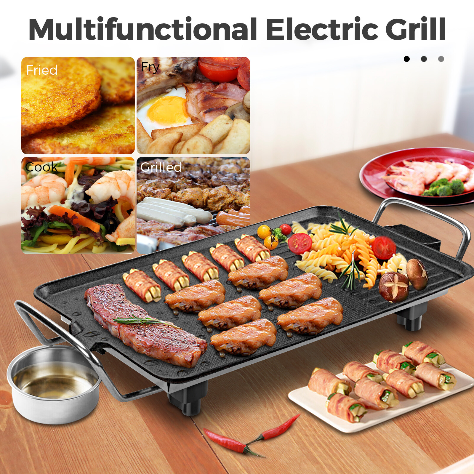 Electric Teppanyaki Table Top Griddle BBQ Hot Plate Barbecue Grill Pan