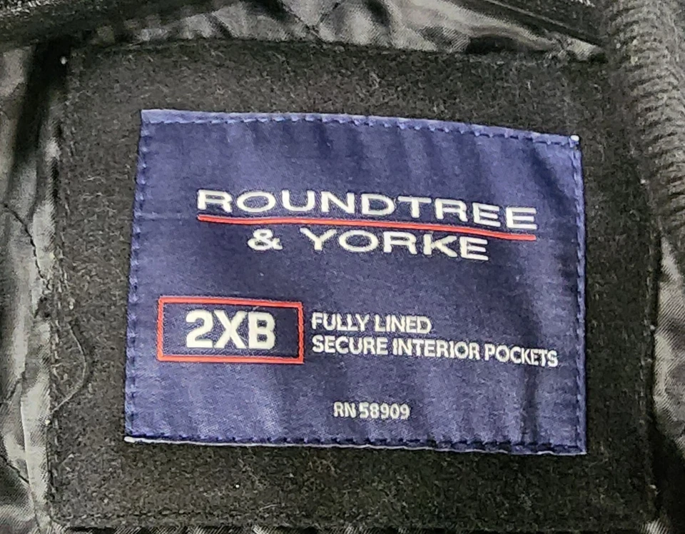 Roundtree & Yorke Jacket Mens 2XB Black Double Full Zip Long Sleeve Overcoat - Image 4 of 4